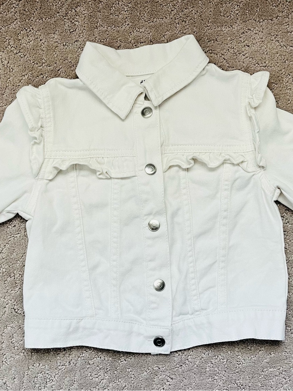 H&M White Ruffle-Trim Denim Jacket for Kids